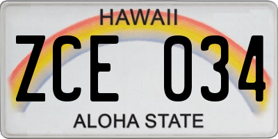 HI license plate ZCE034