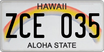 HI license plate ZCE035