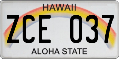 HI license plate ZCE037