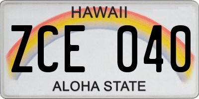 HI license plate ZCE040