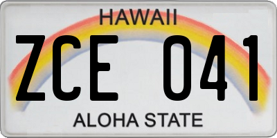 HI license plate ZCE041