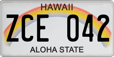 HI license plate ZCE042