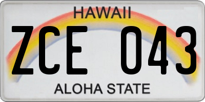 HI license plate ZCE043