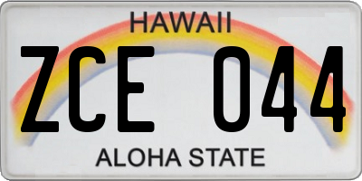 HI license plate ZCE044