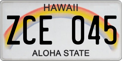 HI license plate ZCE045