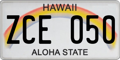 HI license plate ZCE050