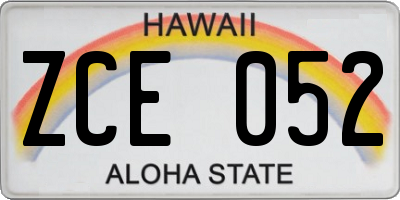 HI license plate ZCE052