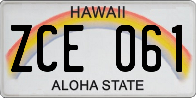 HI license plate ZCE061
