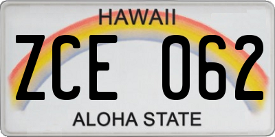 HI license plate ZCE062