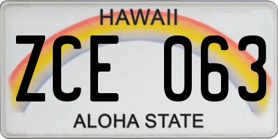 HI license plate ZCE063
