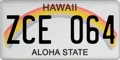 HI license plate ZCE064