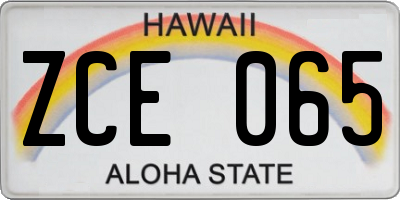 HI license plate ZCE065