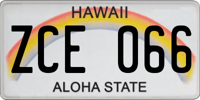 HI license plate ZCE066