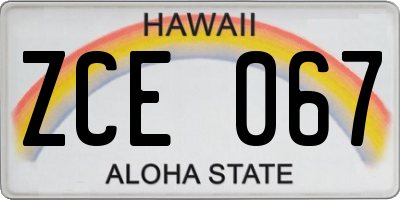 HI license plate ZCE067