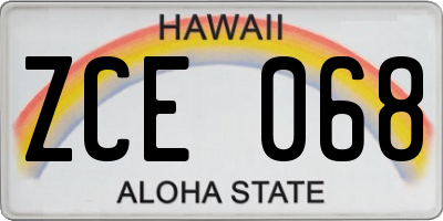 HI license plate ZCE068