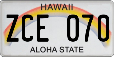 HI license plate ZCE070