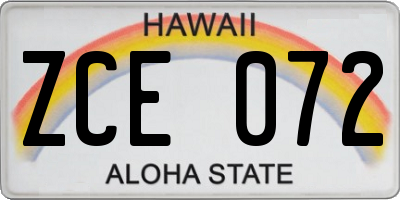 HI license plate ZCE072