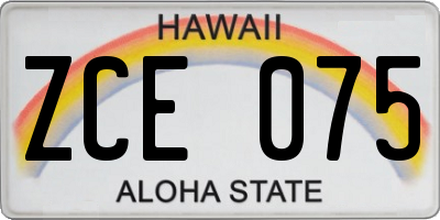 HI license plate ZCE075