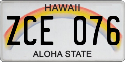 HI license plate ZCE076