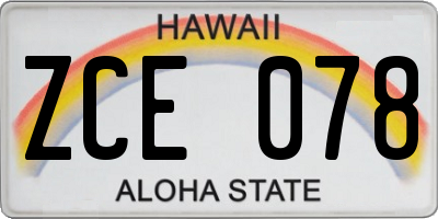 HI license plate ZCE078