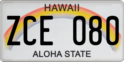 HI license plate ZCE080