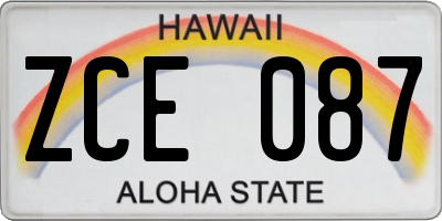 HI license plate ZCE087