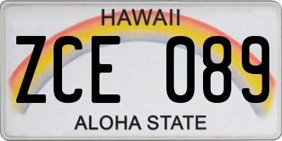 HI license plate ZCE089