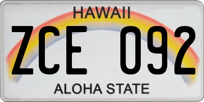 HI license plate ZCE092