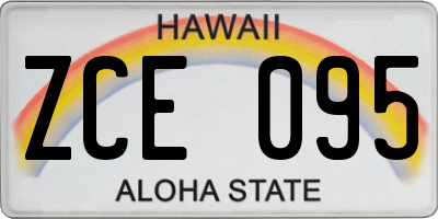 HI license plate ZCE095