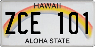 HI license plate ZCE101