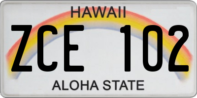 HI license plate ZCE102