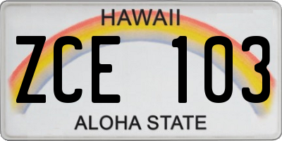 HI license plate ZCE103