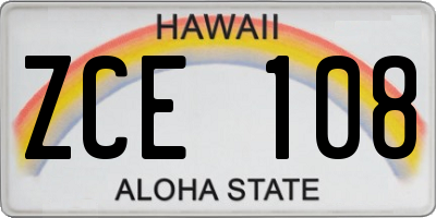 HI license plate ZCE108