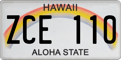 HI license plate ZCE110