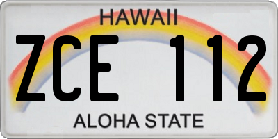 HI license plate ZCE112