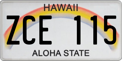 HI license plate ZCE115