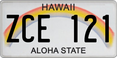HI license plate ZCE121