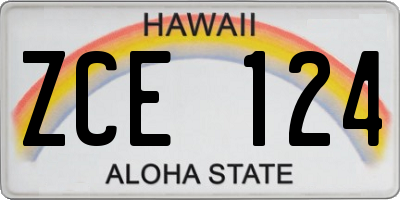 HI license plate ZCE124