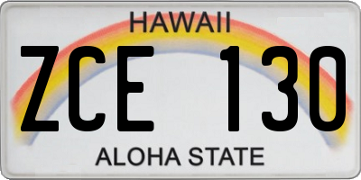 HI license plate ZCE130