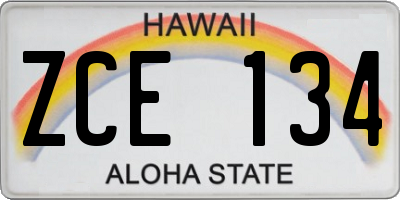 HI license plate ZCE134