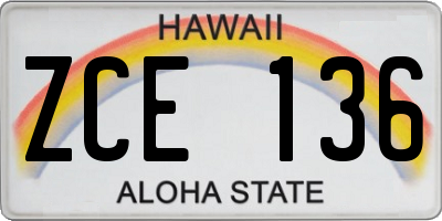 HI license plate ZCE136