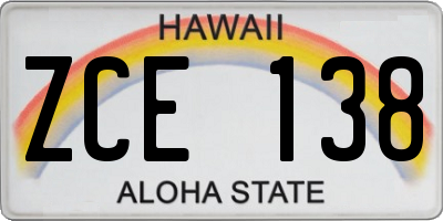 HI license plate ZCE138