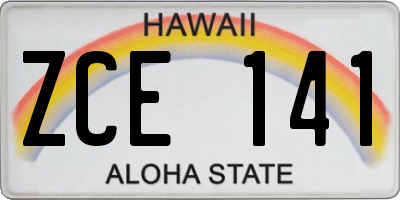 HI license plate ZCE141