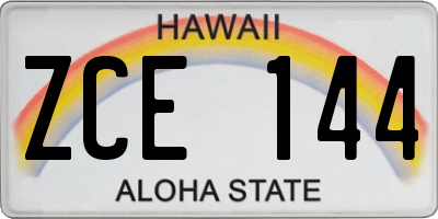HI license plate ZCE144