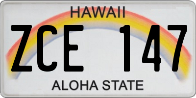 HI license plate ZCE147