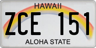 HI license plate ZCE151