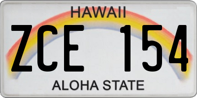 HI license plate ZCE154