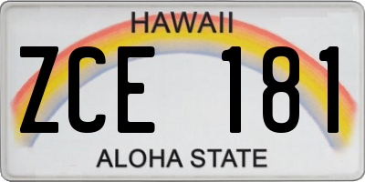 HI license plate ZCE181