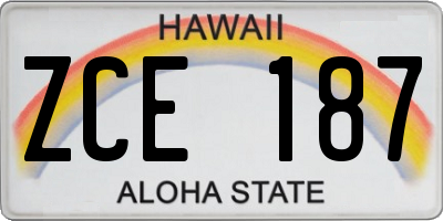 HI license plate ZCE187