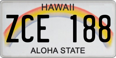 HI license plate ZCE188